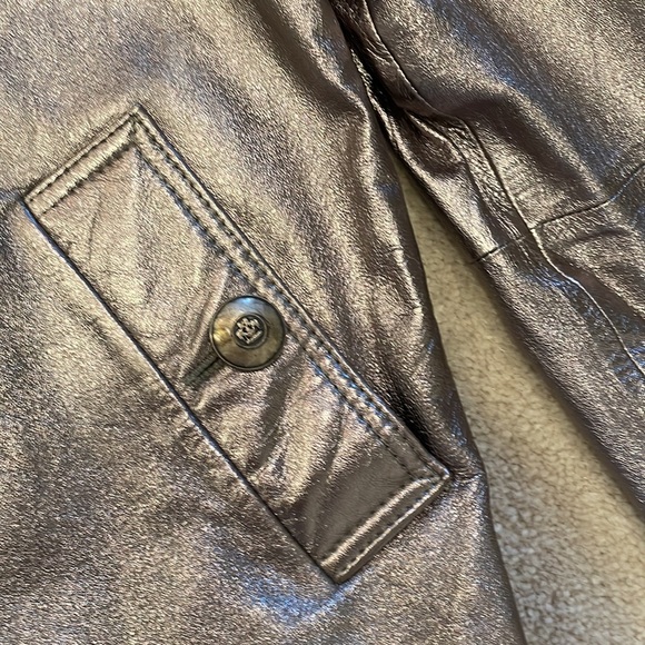 SILVER LEATHER JACKET,Jones New York, PS - Picture 5 of 10